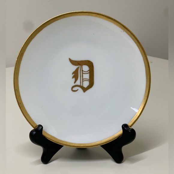 Vintage J & C Bavaria Peerless Gold Trim Letter D Monogram Plate - Picture 2 of 16